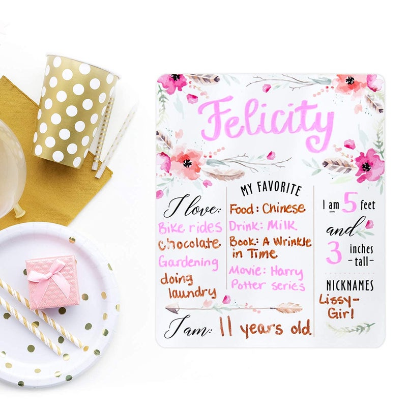 Canopy Street 12" x 10" Confetti Birthday Sign/Milestone Whiteboard Style Photo Prop/Reusable Birthday Dry Erase Board - Image 4